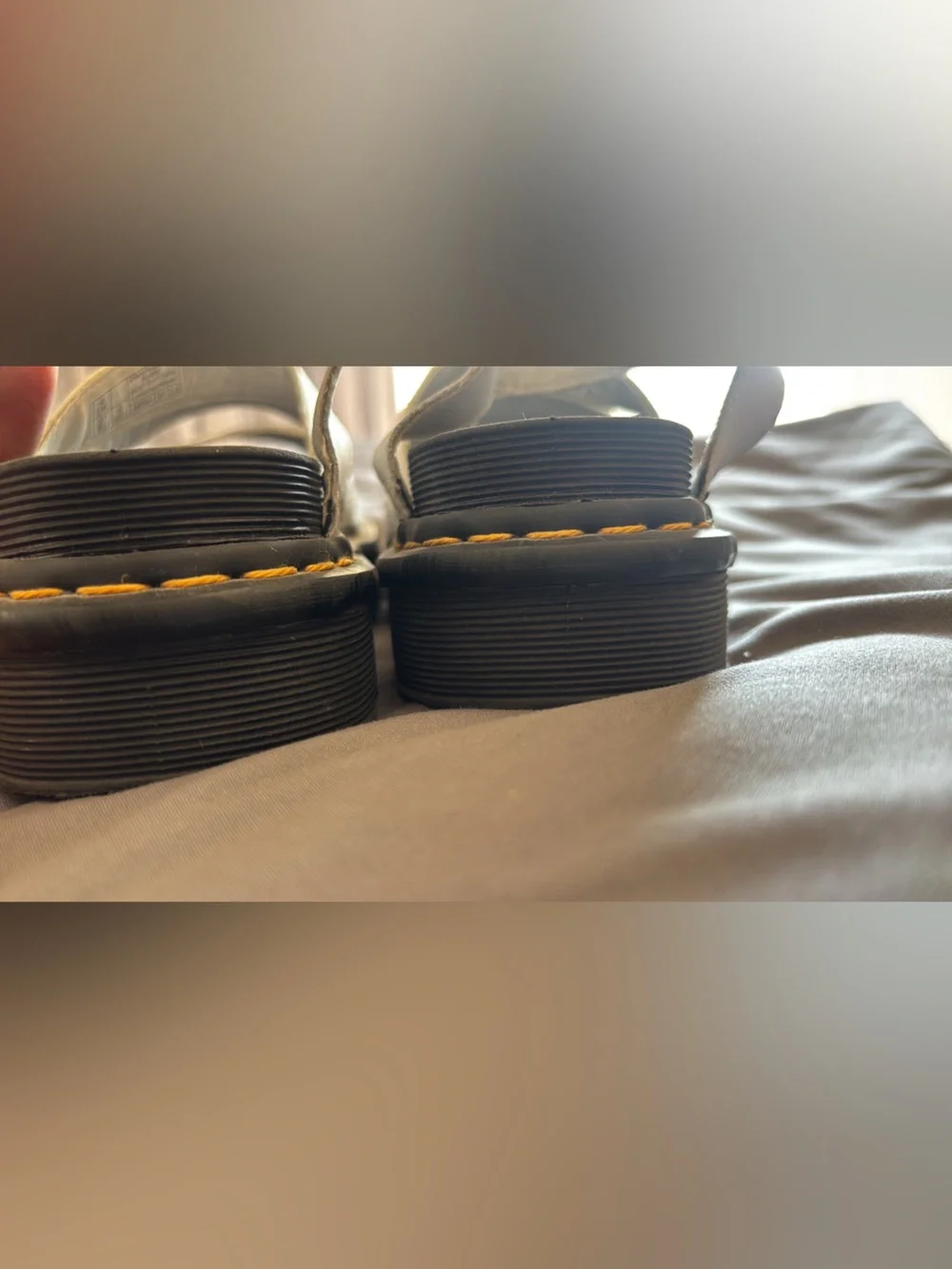 Dr. Martens White Triple-Strap Sandals with Black Soles